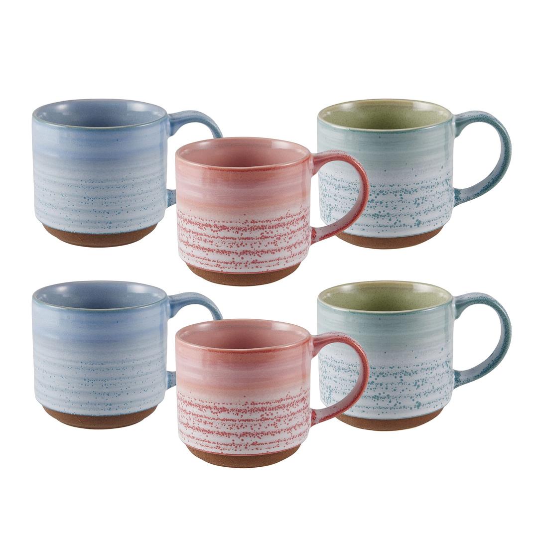 Pfaltzgraff Brushed Reactive Mug, Set Of 6, 15-Ounce, Multicolor