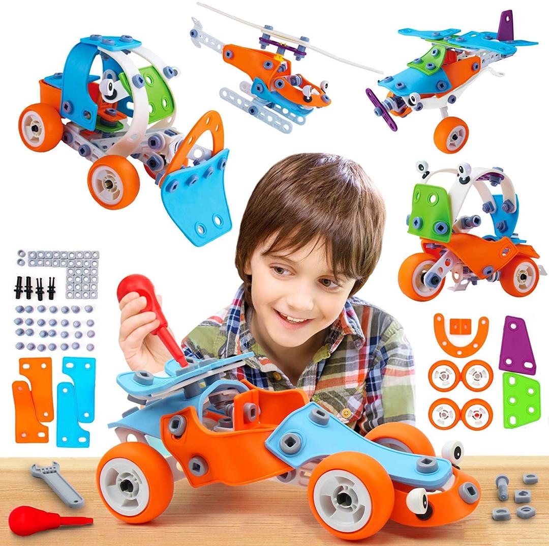 KIDSAVIA® - STEM Learning Toys 5 in 1 Erector Set DIY Educational Construction Engineering Building Blocks Toys Kits for Kids Ages 6-12 for Boys & Girls Gift