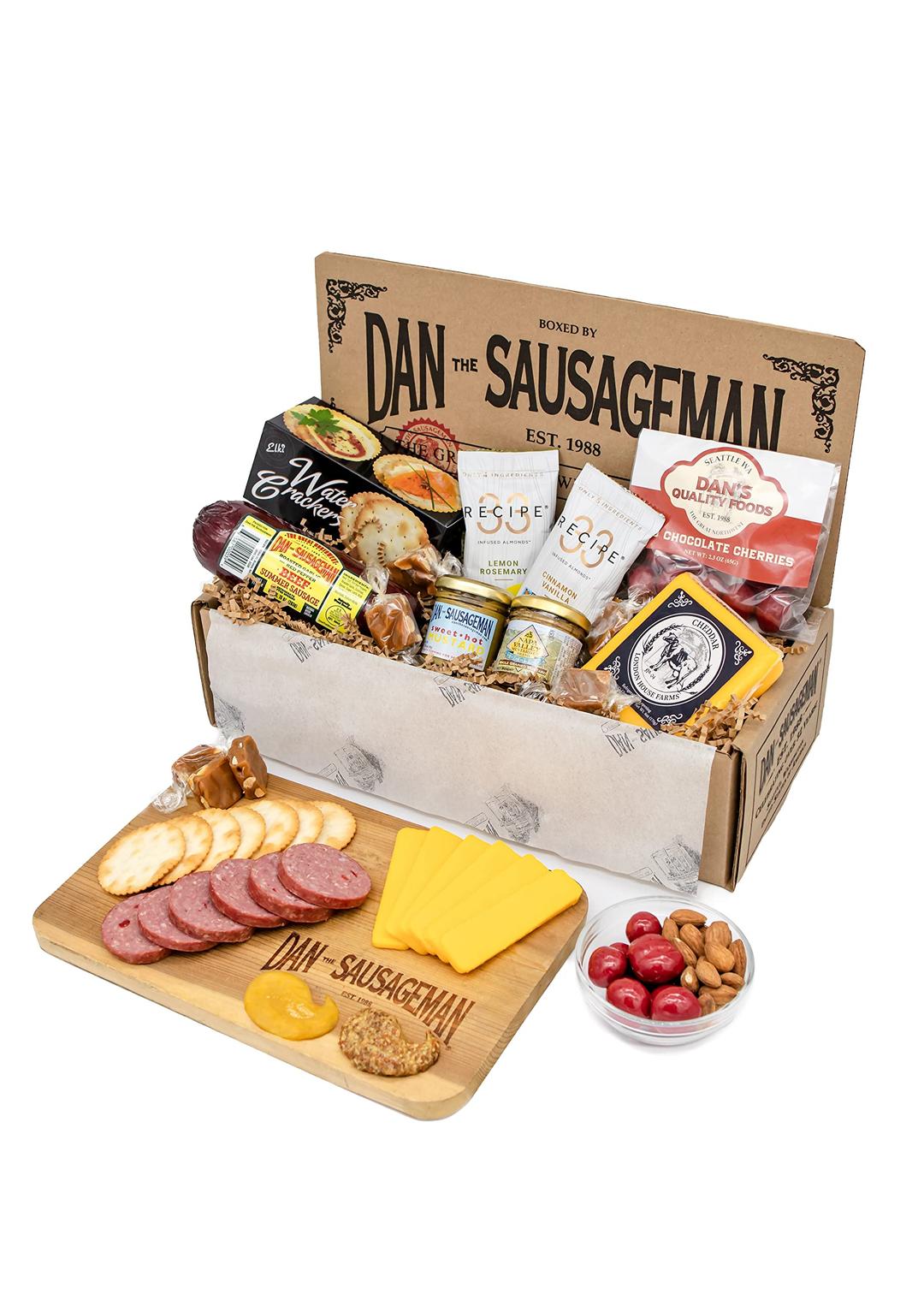 Dan's Gourmet Gift Basket - Savory Sausage, Wisconsin Cheese, Chocolate Cherries