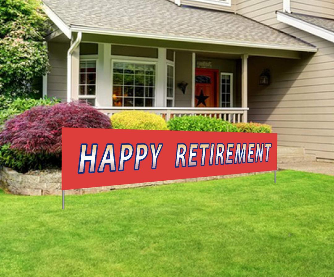 Silvima Large Happy Retirement Banner | Huge Retire Party Sign | Retirement Party Celebration Decoration