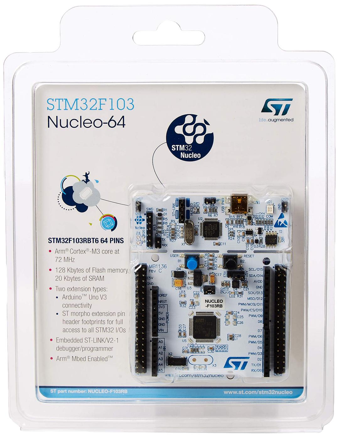 STMicroelectronicsSTM32 Nucleo-64 Development Board with STM32F103RB MCU, Supports Arduino and ST Morpho connectivity