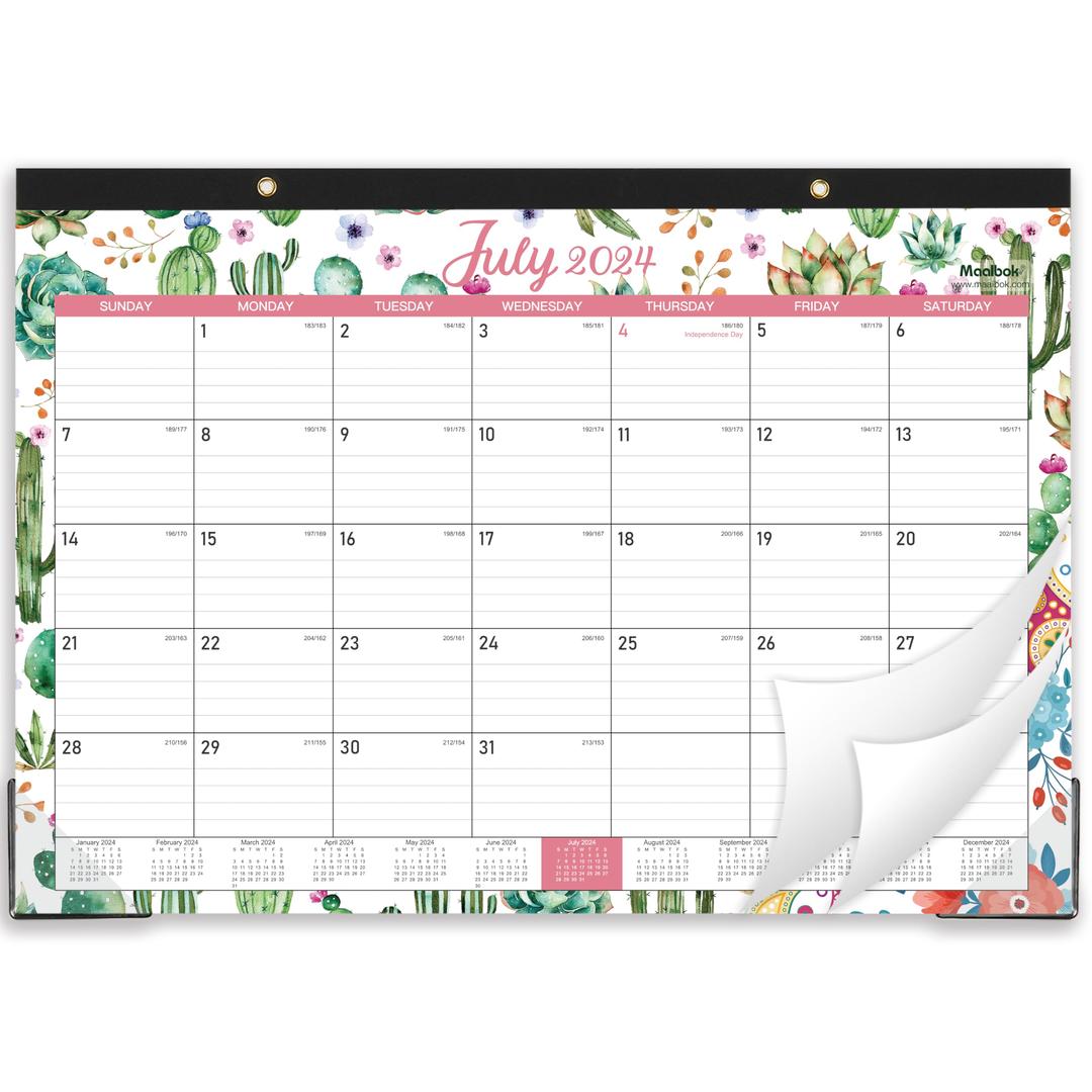 2024-2025 Desk Calendar - Calendar from July 2024 - December 2025,18 Months Monthly Desk Calendar, 12" x 17", Desk Pad, Large Ruled Blocks