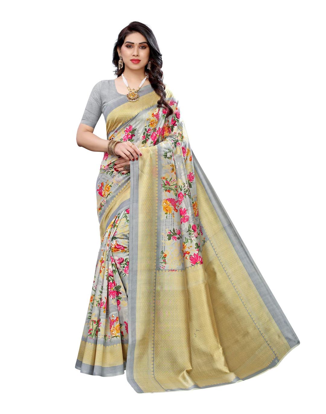 Satrani Women's Art Silk Saree With Blouse Piece