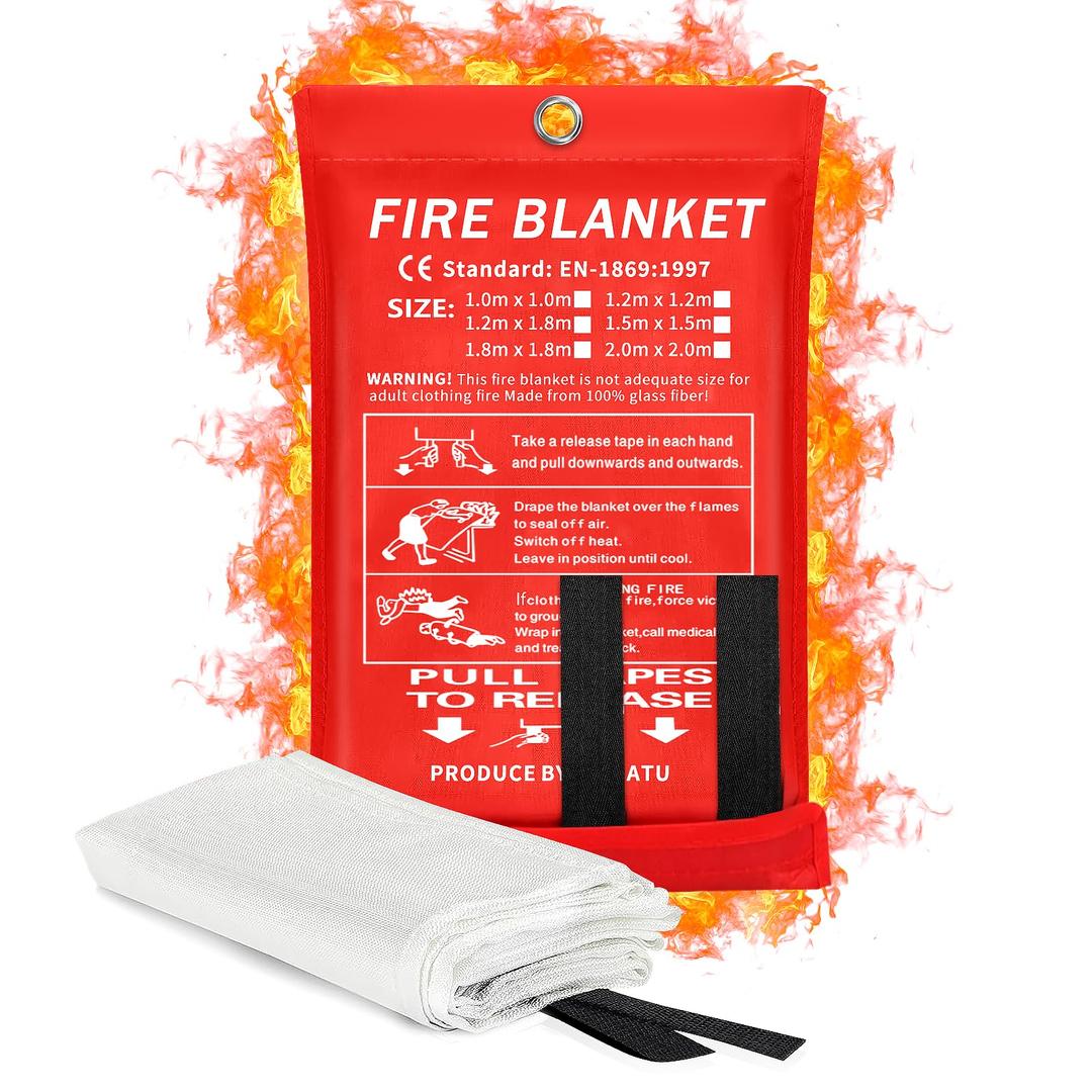 2024 Emergency Fire Blanket, Fire Extinguisher Blanket, Fire Suppression Blanket, Flame Retardant Blanket Fire Safety Blanket for Home, Kitchen, School, Grill, Car, Office, Warehouse(40” x 40”)