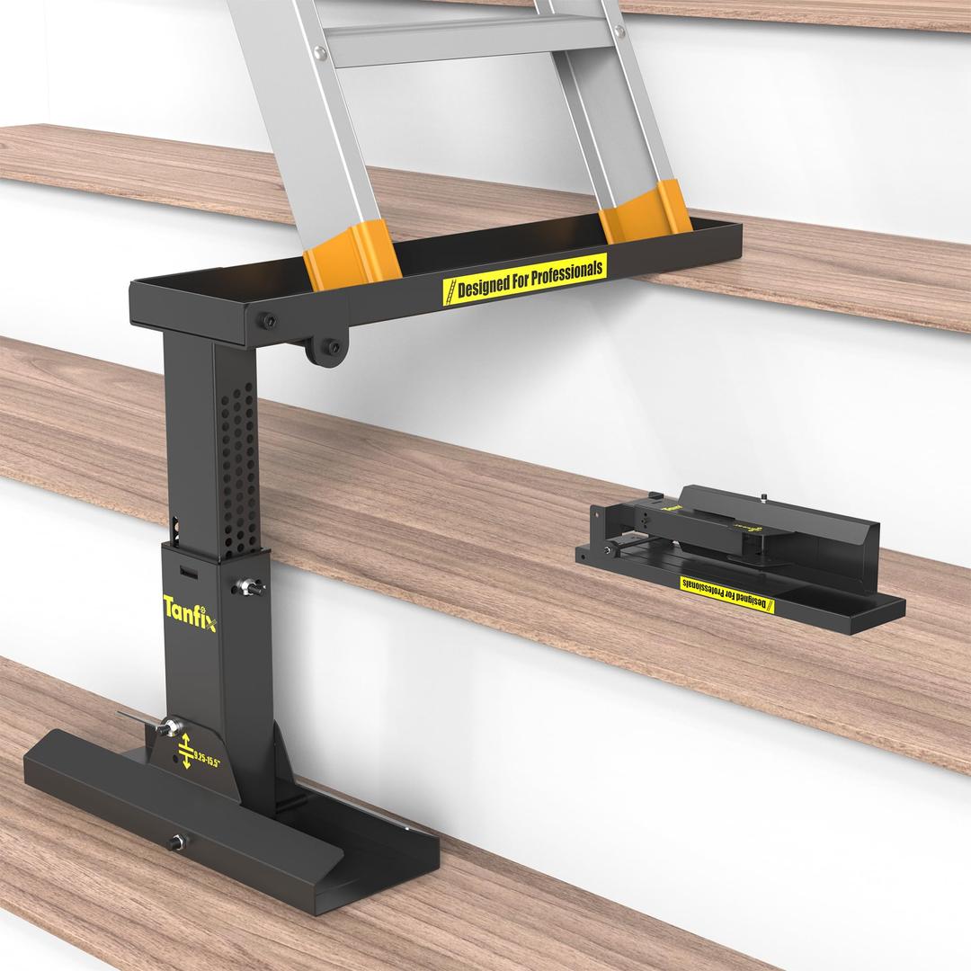 Foldable | Heavy-Duty Ladder Extender Pro, High Strength Steel Material Design Ladder Extension Pro for Stairs w/Non-Slip Mat, 9.25-15.5" Adjustable Height, Applicable Ladder Feet Spacing 20"