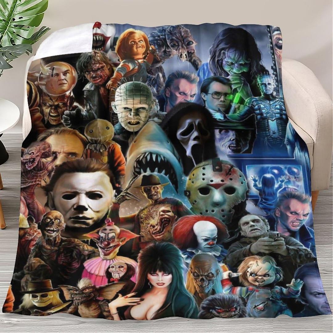 Fashion Halloween Horror Movie Film Character Throw Blanket, Plush Microfiber Blankets and Throws for Better Relaxing, Supe Soft Air Condition Blanket 40"*50"