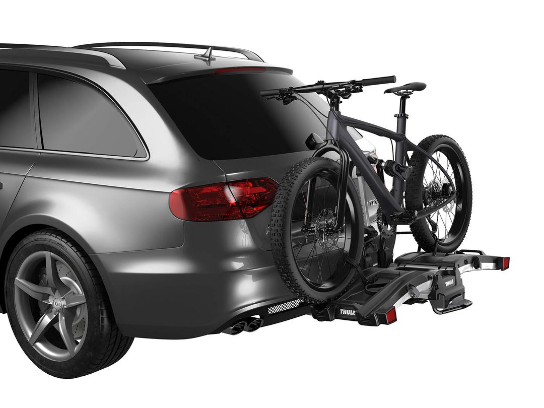 ThuleEasyFold XT 2 Hitch Bike Rack - E-Bike Compatible - Fits 2" and 1, 1/4" receivers - Tool-Free Installation - Fully Foldable - Easy Trunk Access - Fully Locking - 130lb Load Capacity