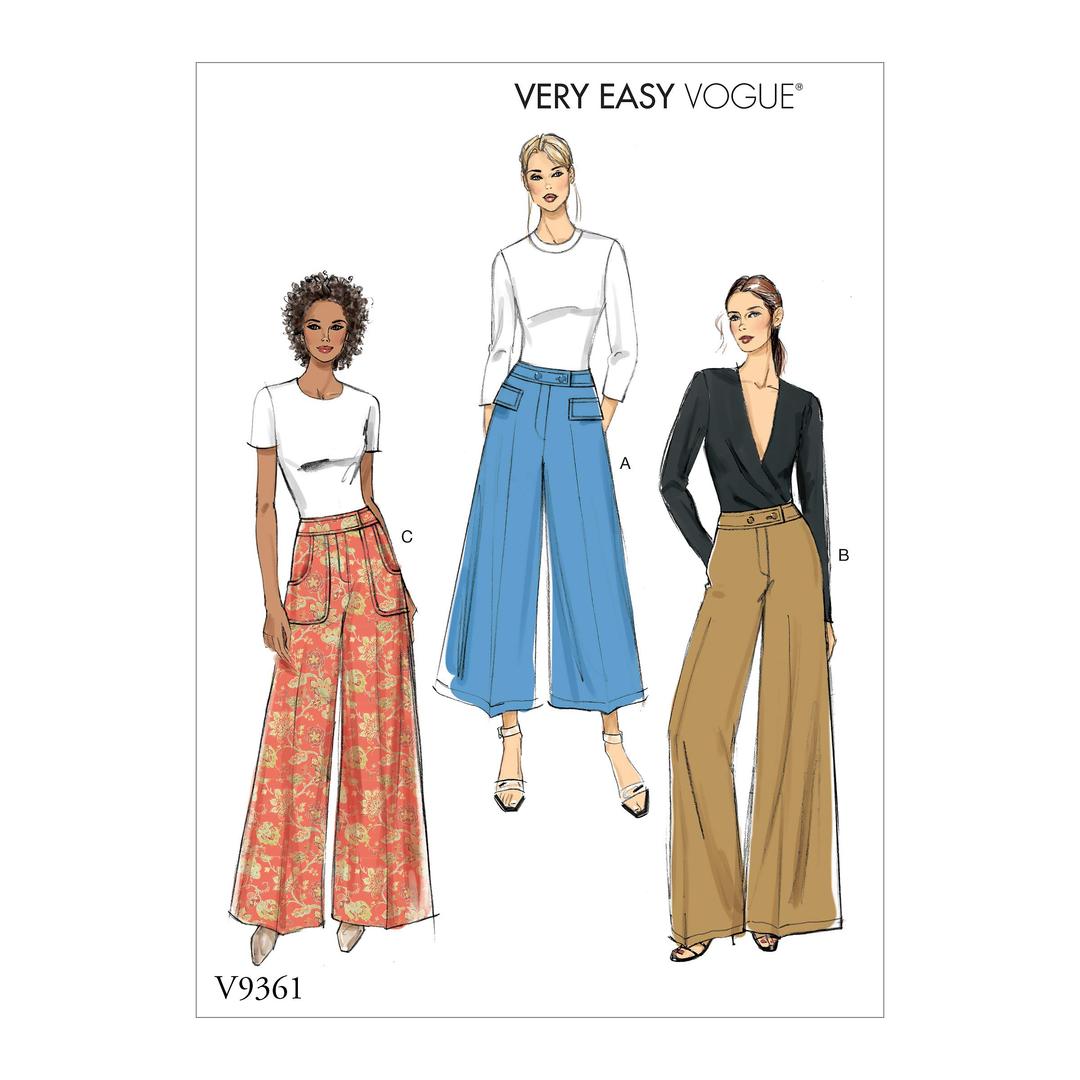 Vogue PatternsVogue V9361E5 Very Easy Women's Semi-Fitted Pants Sewing Patterns, Sizes 14-22, White