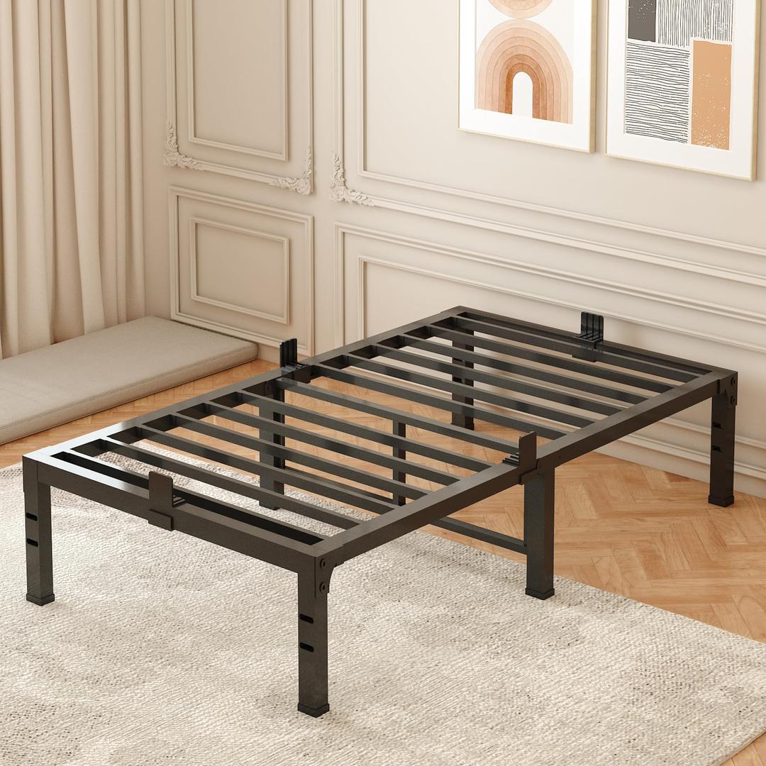 FUIOBYVV Twin Bed Frames, 16 Inch Heavy Duty Metal Platform Bed Frame Twin Size Support Up to 3500 lbs, No Box Spring Needed/No Shaking/Steel Slat Support/Noise Free/Easy Assembly