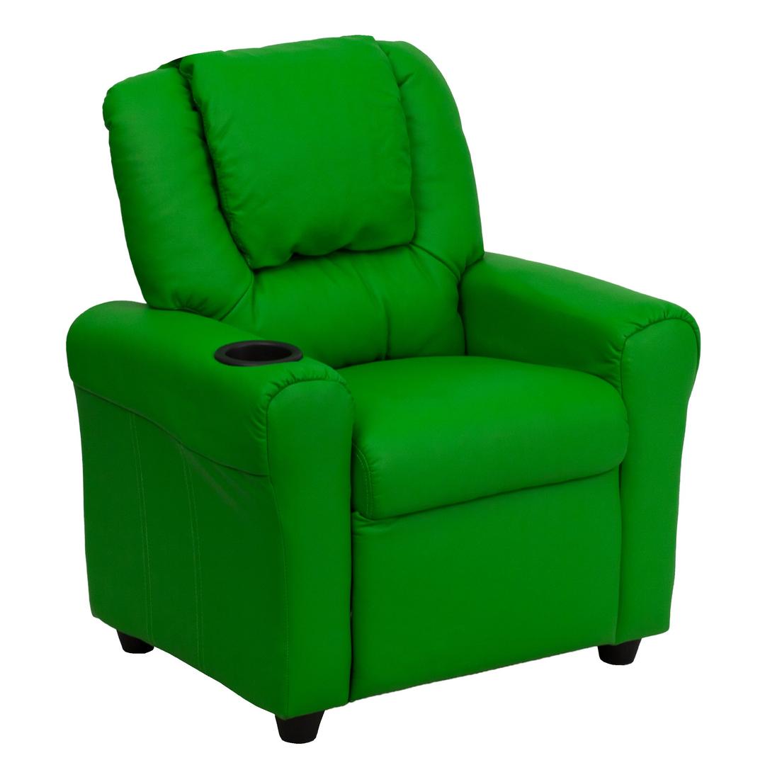 Flash Furniture Vana Contemporary Green Vinyl Kids Recliner with Cup Holder and Headrest