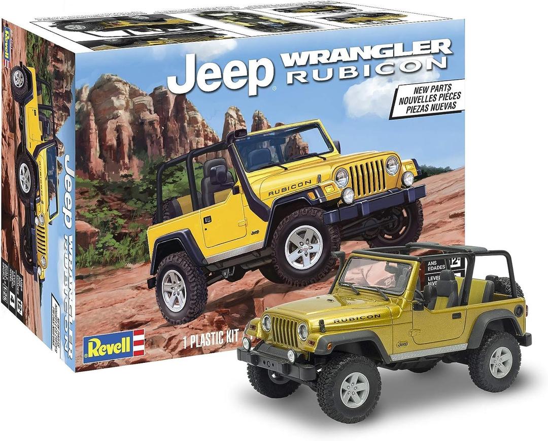 RevellUSA, LLC Plastic Model KIT, Jeep Wrangler Rubicon,12 years old and up Yellow