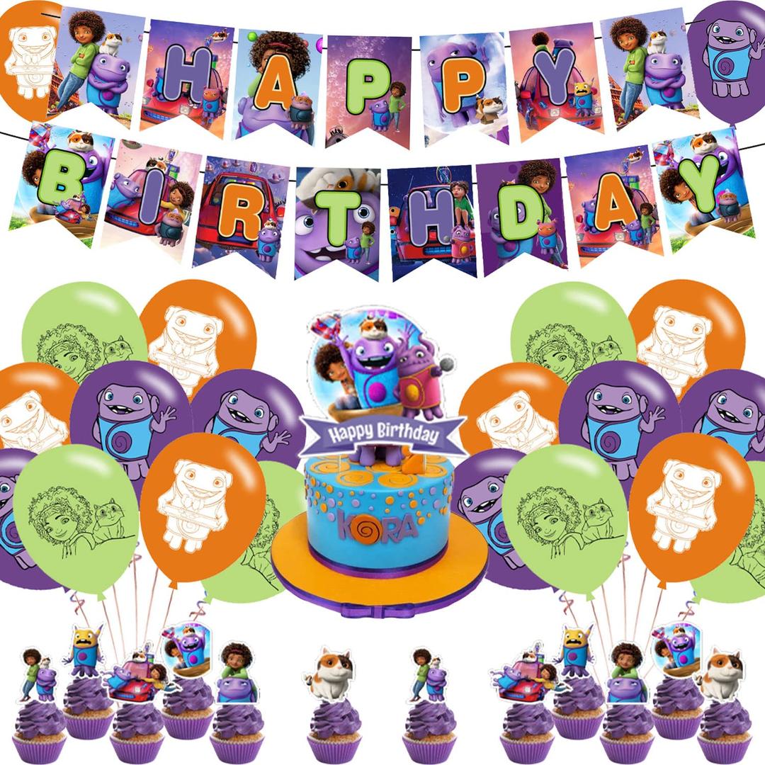 Home Movie Birthday Party Decorations,Cartoon Adventure Home Movie Theme Party Supplies for Kids Adults with Happy Birthday Banner Cake Topper Cupcake Toppers Balloons