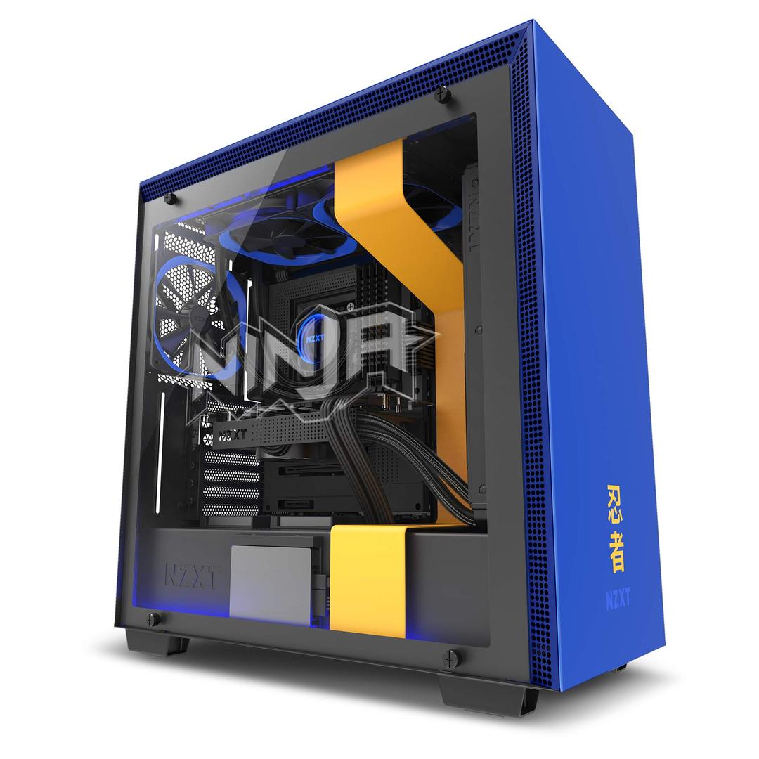 NZXT H700 - ATX Mid-Tower PC Gaming Case - Tempered Glass Panel - Enhanced Cable Management System – Water-Cooling Ready - Yellow/Blue