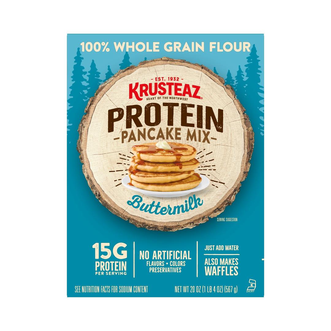 KrusteazProtein Buttermilk Pancake Mix, 20 Ounce Boxes (Pack of 8)