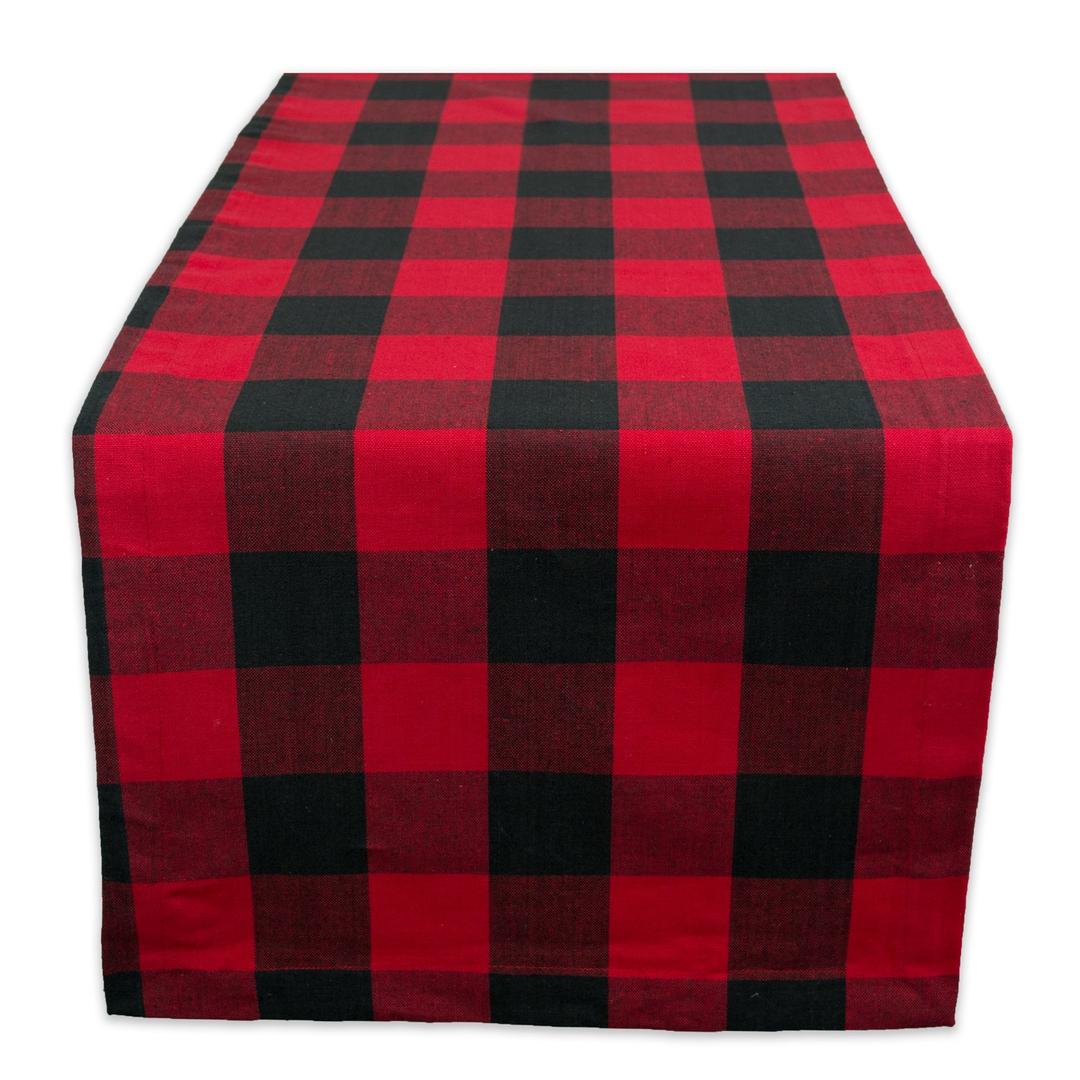 DII Buffalo Check Collection, Classic Farmhouse Table Runner, 14x108, Red & Black