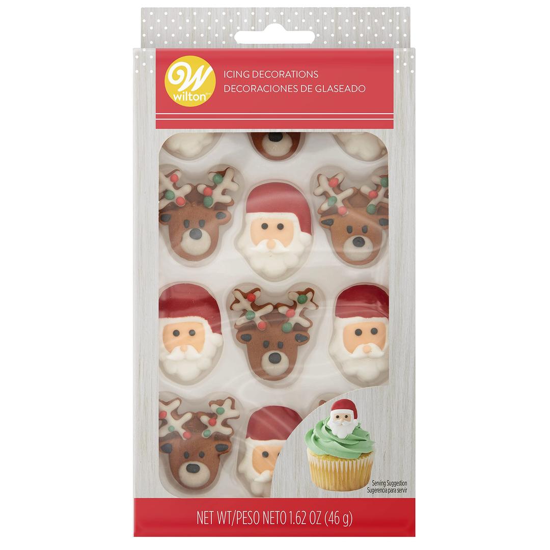 Wilton - Reindeer, Santa Royal Icing Decorations,12 Count