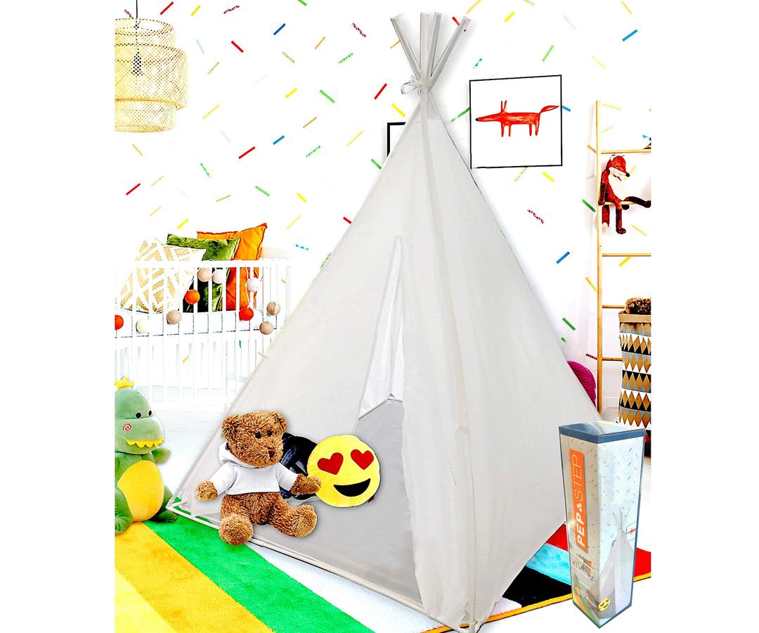 Teepee Tent for Kids | Tepee Play Tent Indoor and Outdoor Portable | Play Tent for Boy and Girls | Childrens Pop Up Tee Pee Playhouse Fort | Carry Case Included | White