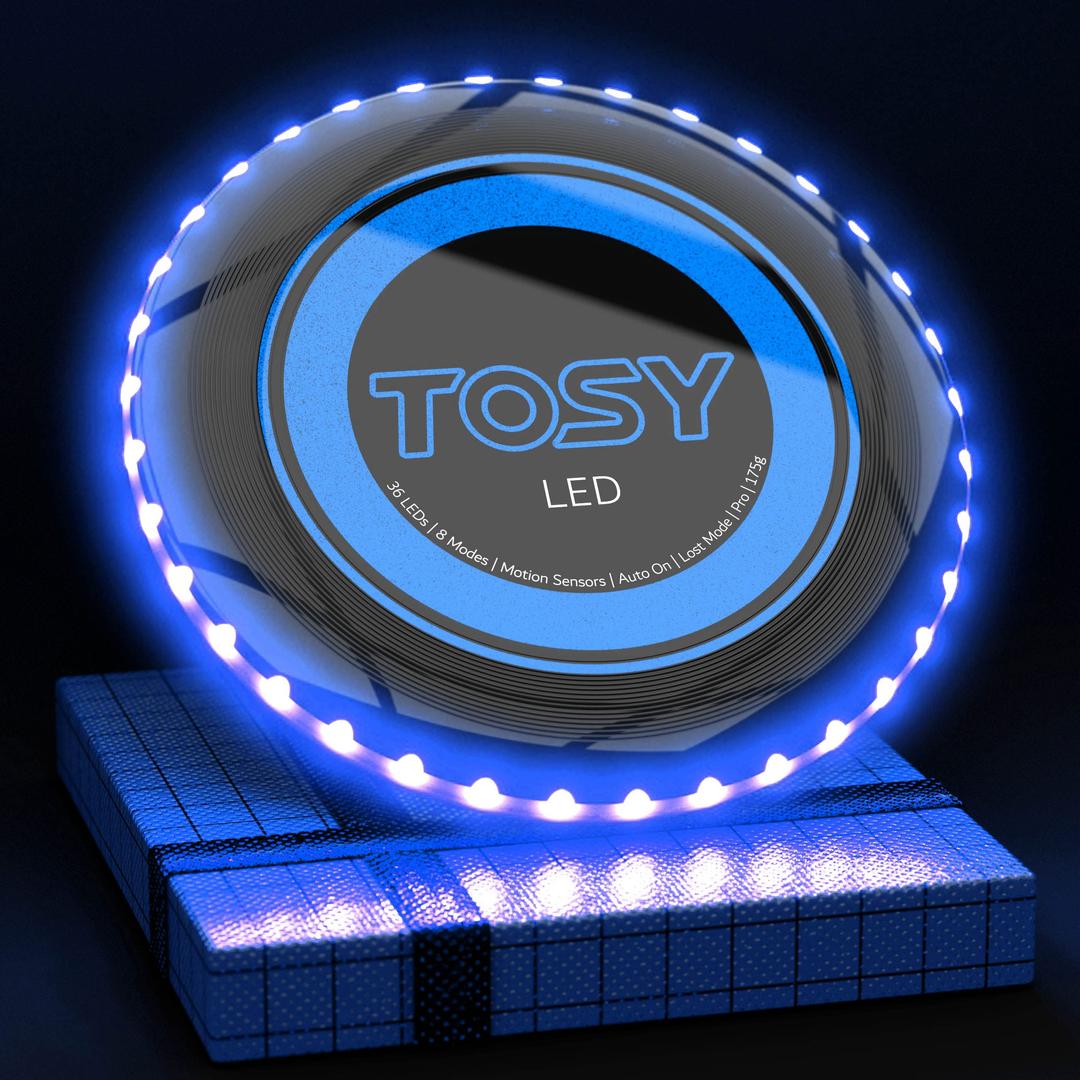 TOSY Flying Disc - 16 Million Color RGB or 36 LEDs, Extremely Bright, Smart Modes, Auto Light Up, Rechargeable, Cool Fun Christmas, Birthday & Camping Gift for Men/Boys/Teens/Kids, 175g Frisbee