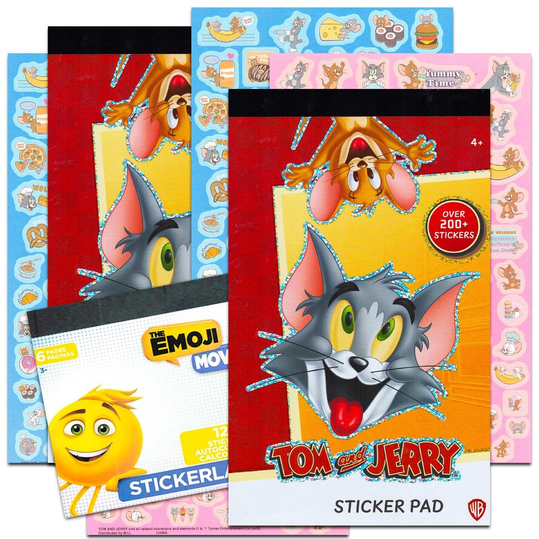 Tom and Jerry Stickers Party Favors Set Bundle with Over 120 Tom & Jerry Stickers Plus Emoji Stickers (Tom and Jerry Birthday Party Supplies) Tom and Jerry Stickers for Kids Tom and Jerry Party Favors