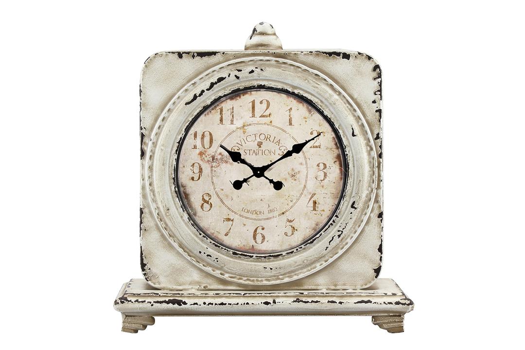 Stonebriar Victoria Station Table top Clock, Off White