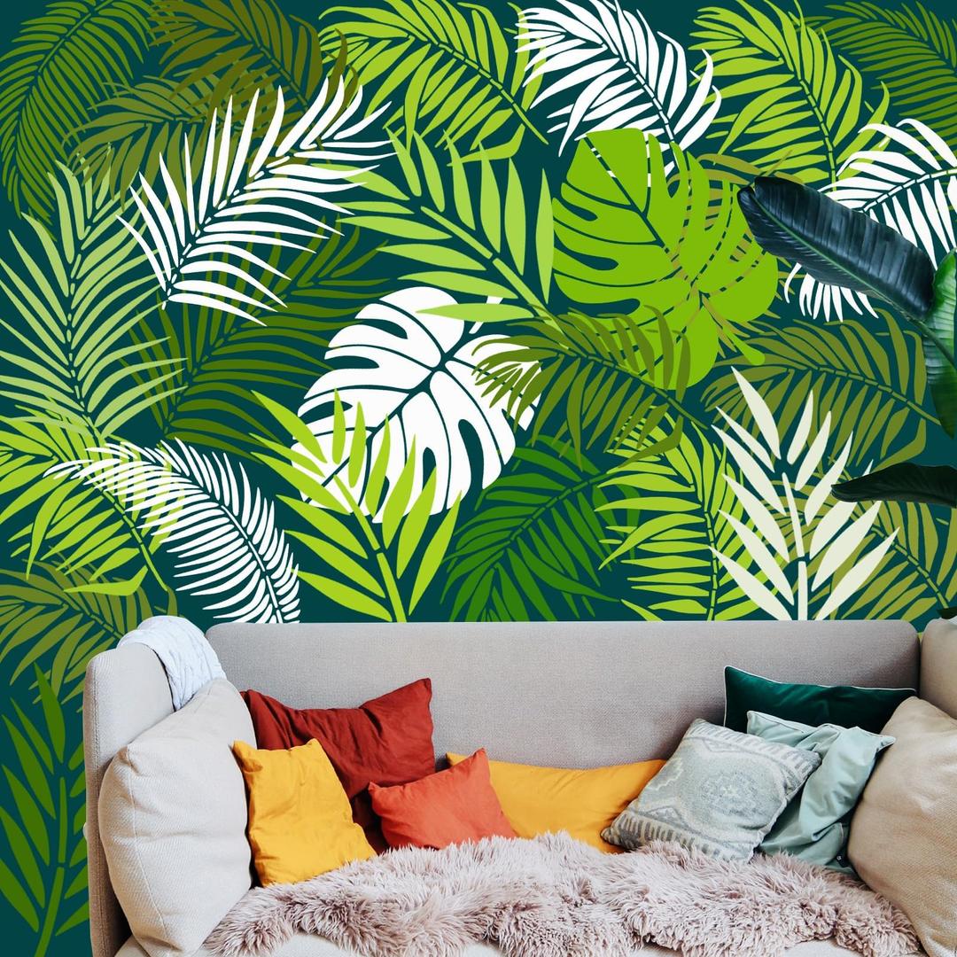 5 Pieces 12 x 16 Inch Large Leaf Stencils for Painting on Walls, Reusable Palm Leaf Stencils, Tropical Jungle Leaf Stencils Fern Leaf Stencils for Furniture Canvas Wood Home Wall Decor DIY Art Crafts