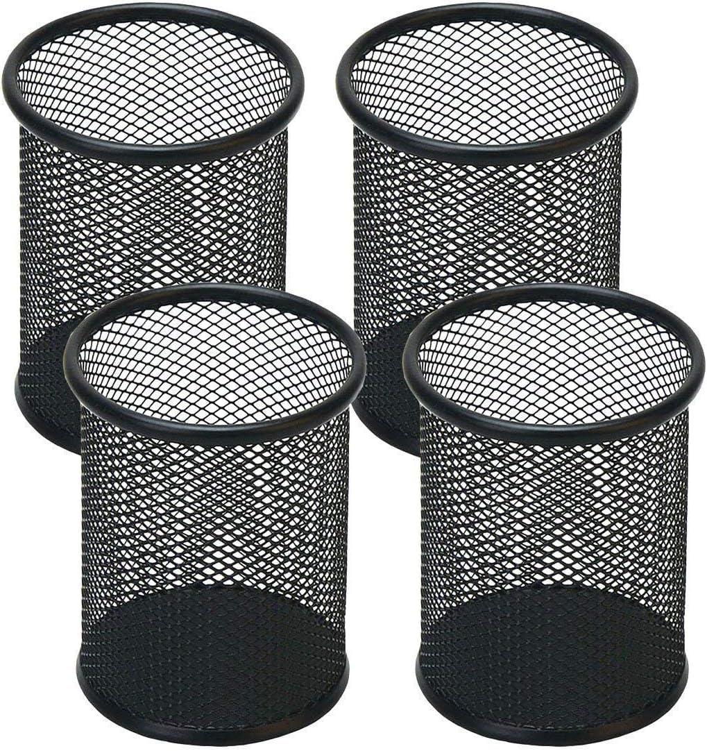 4 PCS Pen Holder Mesh Pencil Holder Metal Pencil Holder for Desk Office Pen Organizer (Black)