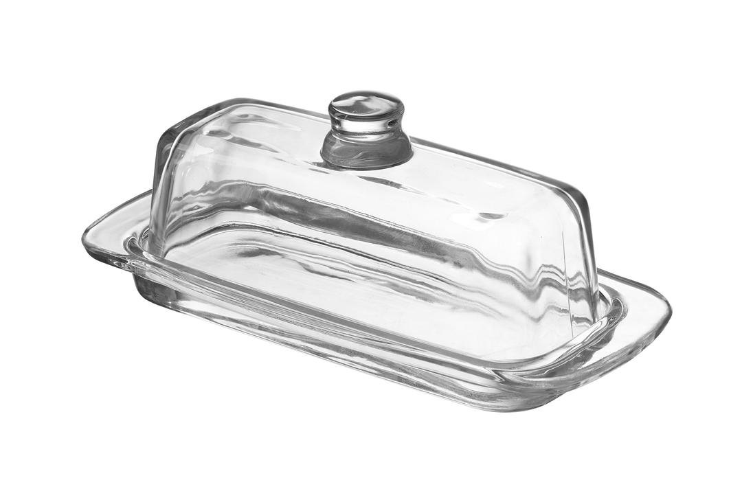 Royalty Art Glass Butter Dish with Lid, Single Stick Container with Handle Cover, Rustic Farmhouse or Vintage Boho Kitchen Accessory, Clear (Clear)