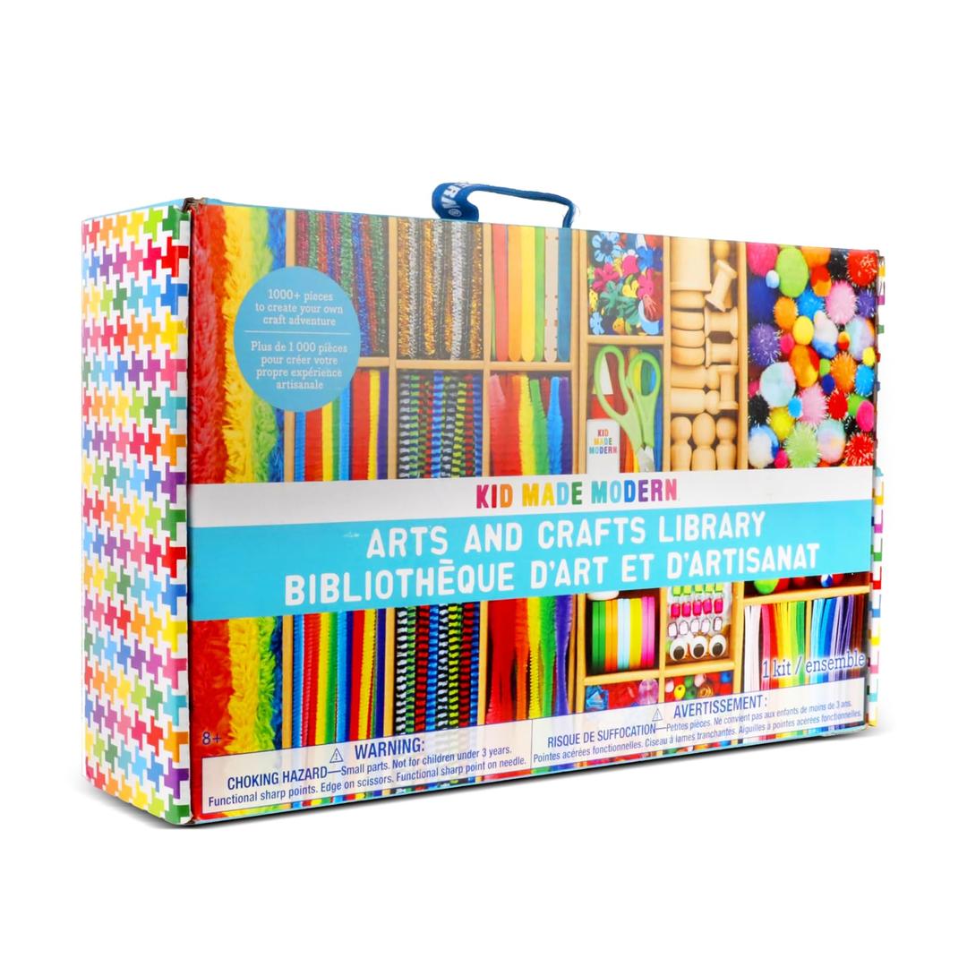 Kid Made Modern Arts and Crafts Kit - A DIY 1000+ Piece Hobby Craft Supplies & Materials Box for Creative Art Projects for Kids Ages 4 5 6 7 8 9 10 11 & 12 Year Old Girls & Boys