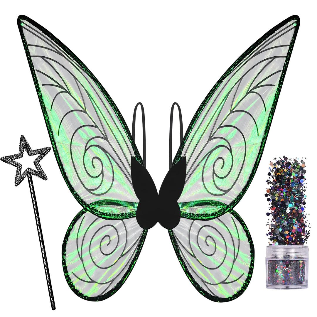 Fairy Costume Wings for Women Girls, Sparkle Butterfly Angel Wings Halloween Costume Dress up Christmas Party Favor