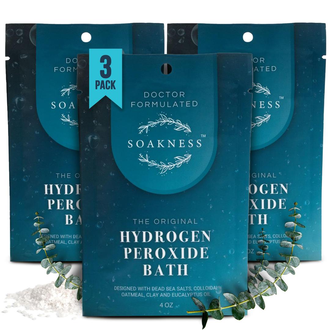 Hydrogen Peroxide Epsom Bath Salts - Soaking Aid, Energize, Detox, Cleanse, and Relaxation (3) Pack