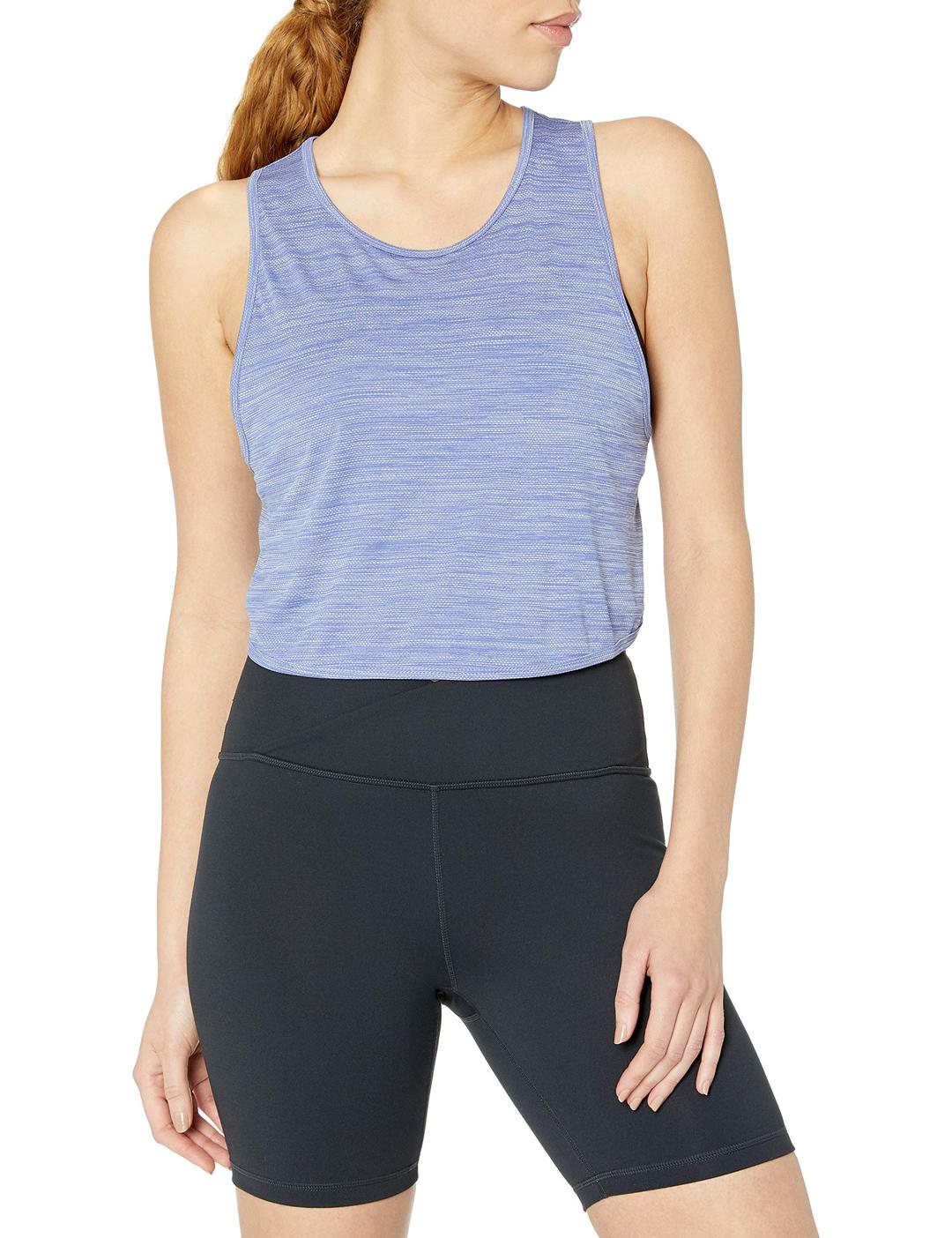 Amazon Brand - Core 10 Women's (XS-3X) Jacquard Mesh Workout Cropped Tank