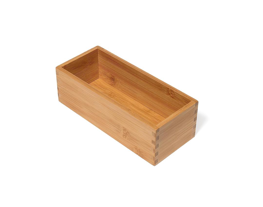 Lipper International Bamboo Wood Utensil Holder Storage Box for Cooking Tools, Makeup, or Office Supplies, 4" x 9 1/4" x 3"