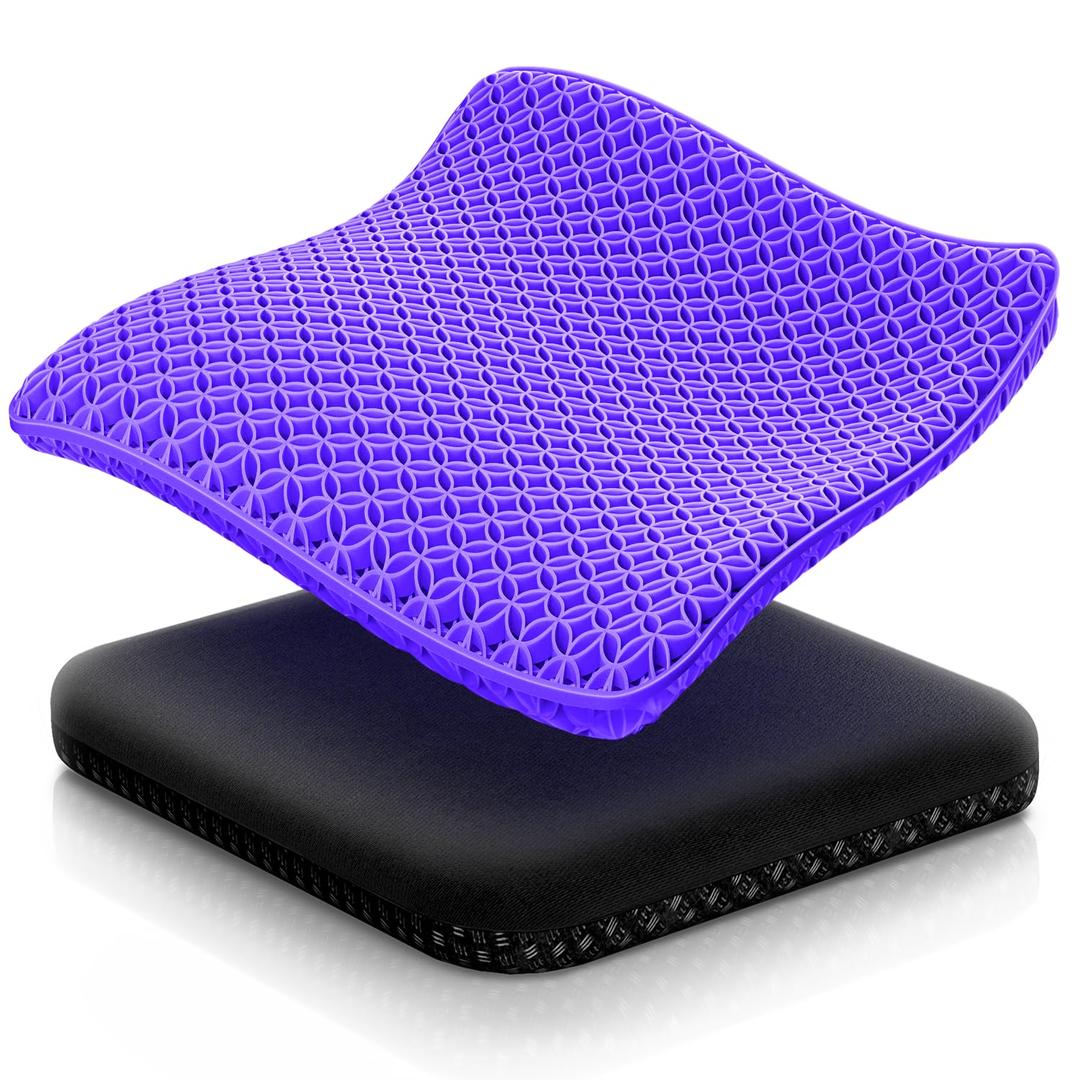 Seat Cushion, Thickened Big Gel Seat Cushion, Strong Support, Sciatica & Back Pain Relief, Breathable Cool Suitable as Office Chair Cushion, Car Seat Cushion, Wheelchair Cushions, 2 Non-Slip Covers