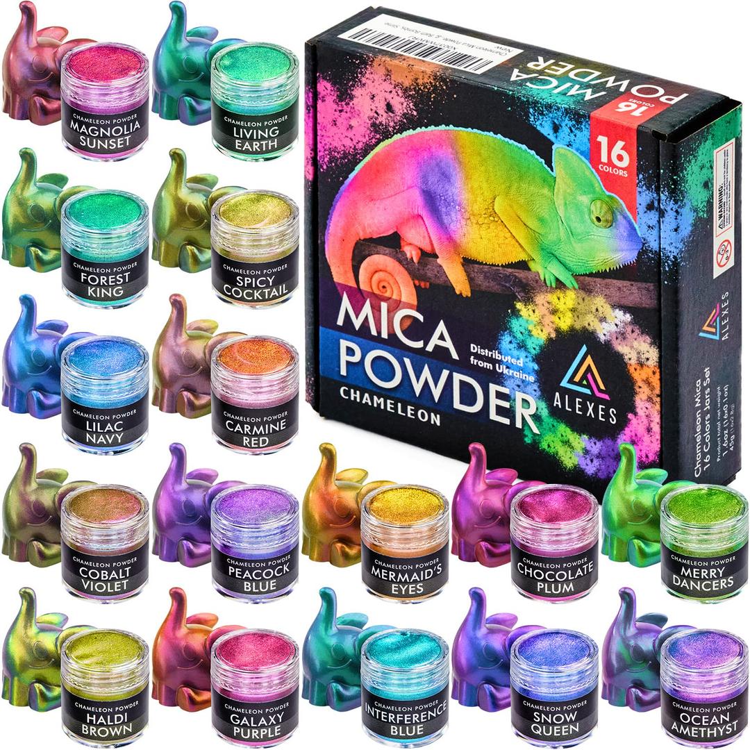 Chameleon Mica Powder – Epoxy Resin Color Pigment Powder - Color Shift Mica Powder - Epoxy Resin Pigment Powder 16 Colors Soap Making Dye Set – Chameleon Powder - Holographic Mica Powder