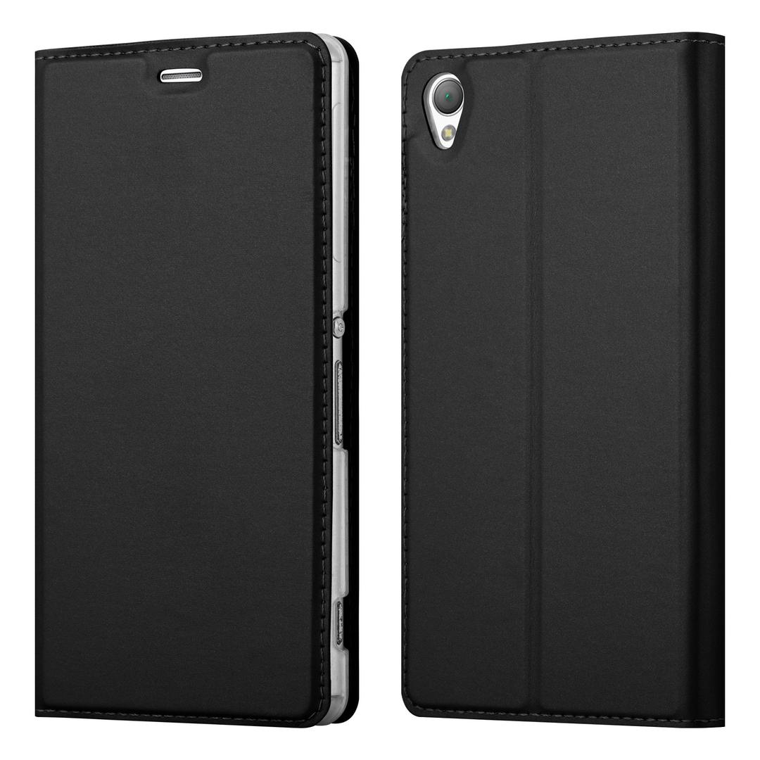 cadorabo Book Case works with Sony Xperia Z3 in CLASSY BLACK - with Magnetic Closure, Stand Function and Card Slot - Wallet Etui Cover Pouch PU Leather Flip