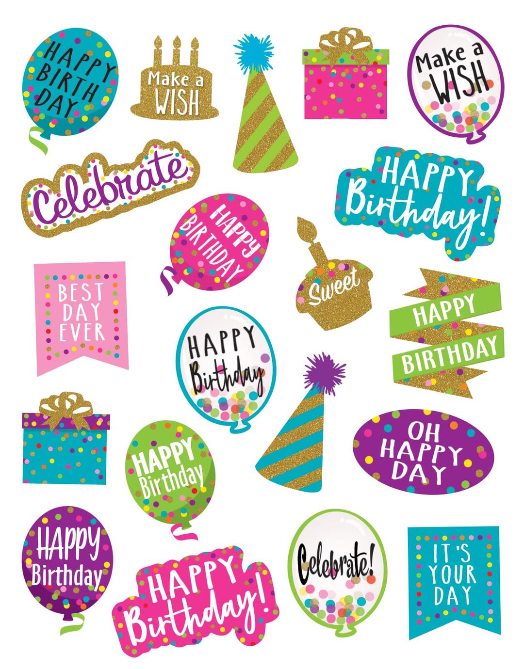 Teacher Created Resources Confetti Happy Birthday Stickers, Pack of 120