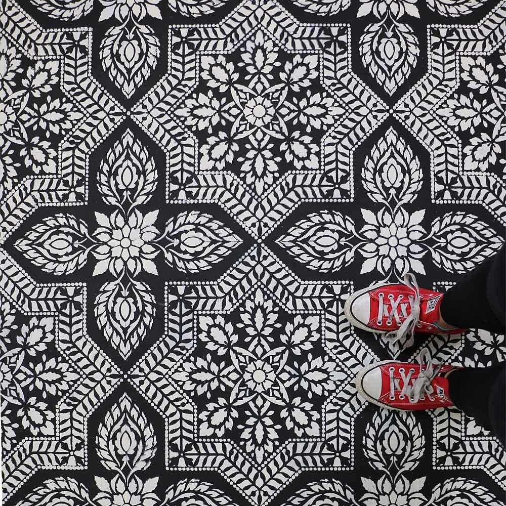 Alhambra Tile Allover Stencil - Wall Painting Stencils for Easy Room Makeover – Large Stencil for Painting Walls – Stenciling Instead of Wallpaper Saves Money – Stencils for Walls and Floors