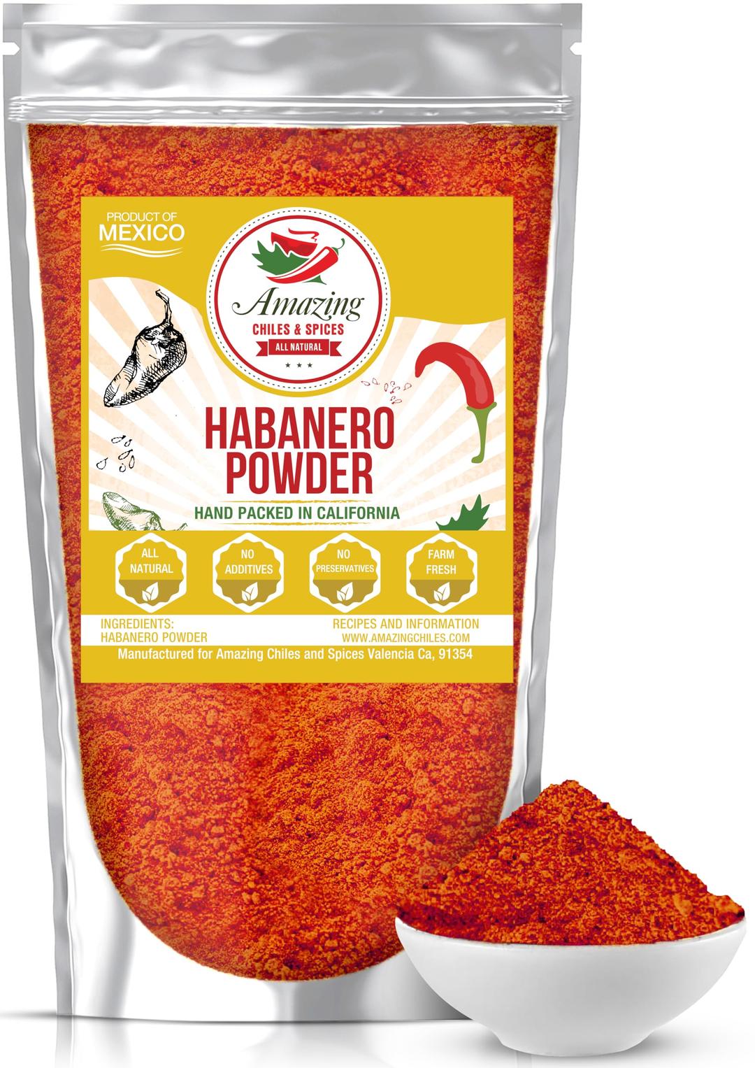 Habanero Pepper Ground 4oz - Premium All Natural Powder. No Additives. Hot & Spicy Rich Flavor By Amazing Chiles and Spices.