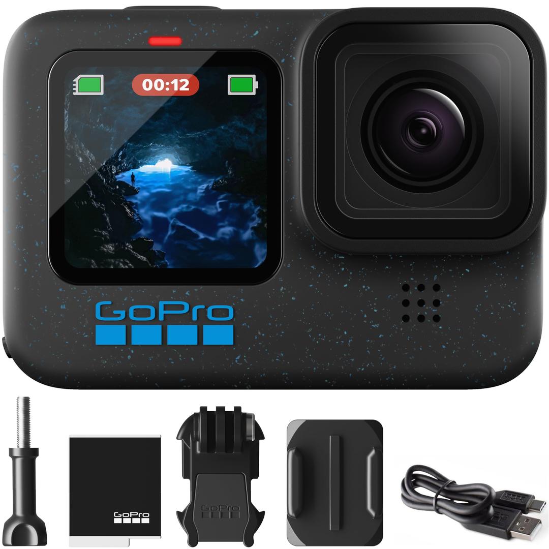 GoProHero12 Black E-Commerce Package - Waterproof Action Camera with 5.3K60 Ultra HD Video, 27MP Photos, HDR, 1/1.9" Image Sensor, Live Streaming, Webcam, Stabilization