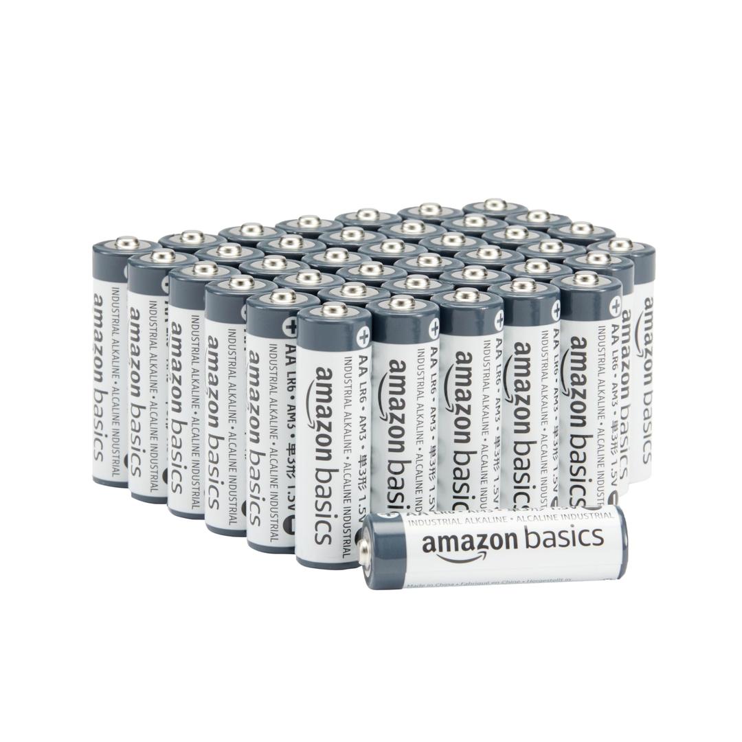 Amazon Basics 40-Pack AA Alkaline Industrial Batteries, 1.5 Volt, 5-Year Shelf Life