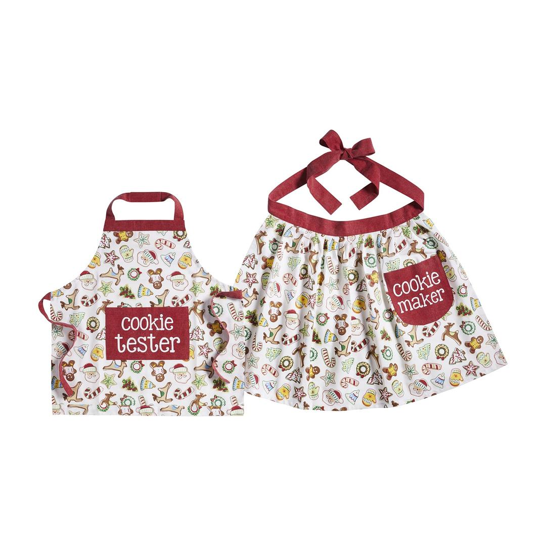 Mud Pie Children's Christmas Mom and Me Cookie Aprons, One Size Fits Most, 2T-5T, Multi