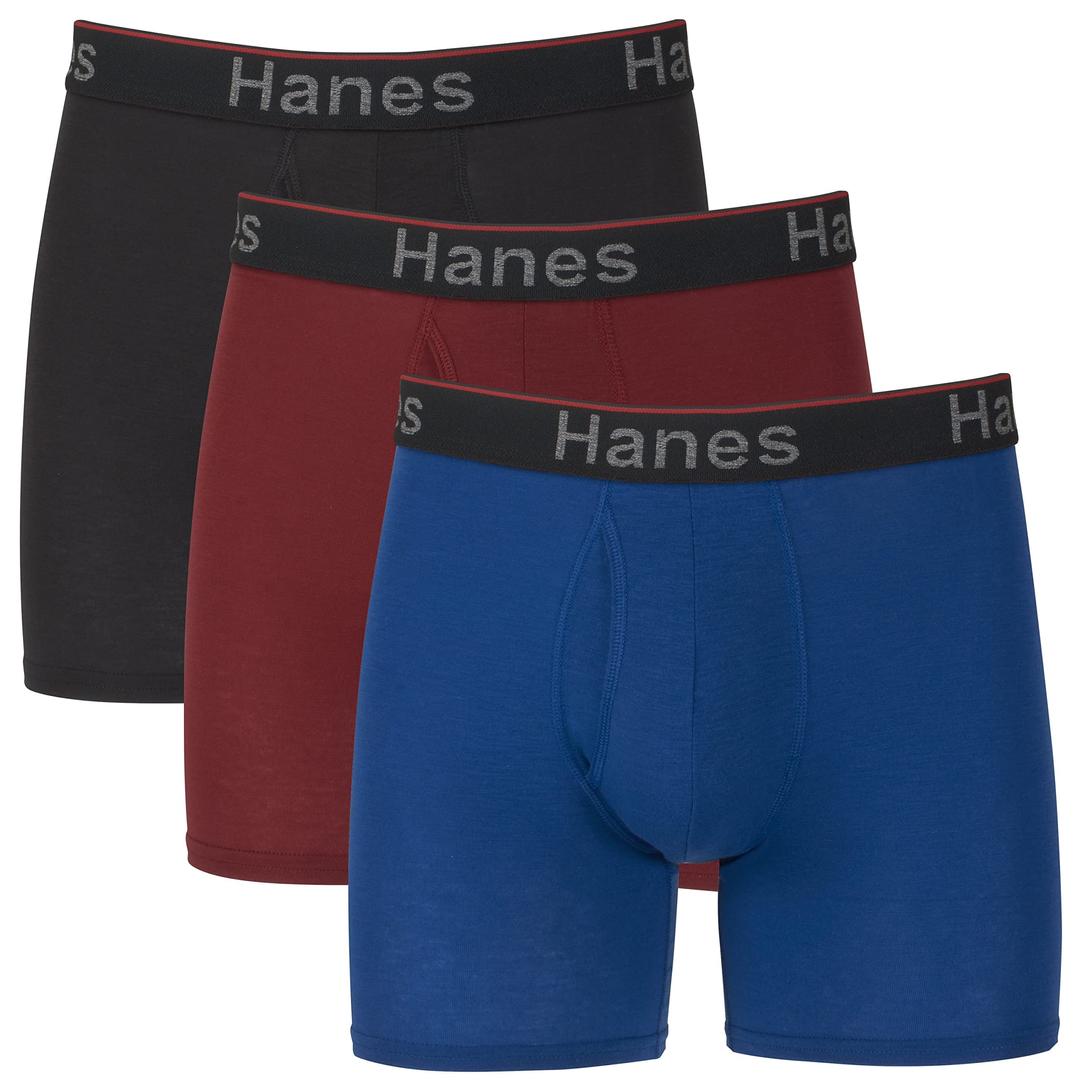 Hanes Total Support Pouch Men's Boxer Brief Underwear, Anti-Chafing, Moisture-Wicking Odor Control, 3-Pack (Reg or Long Leg)