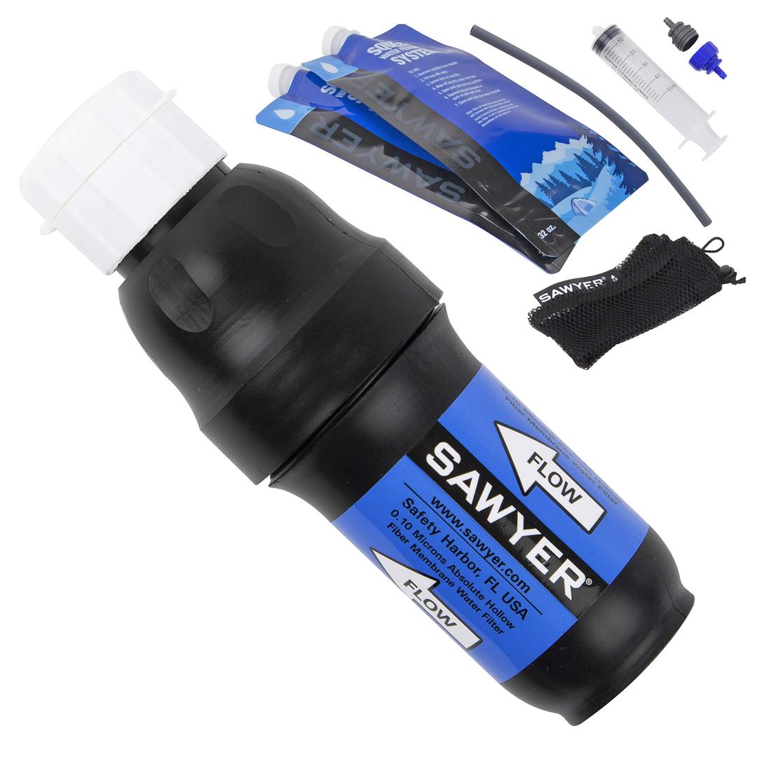 Sawyer ProductsSP129 Squeeze Water Filtration System w/ Two 32-Oz Squeeze Pouches, Straw, and Hydration Pack Adapter