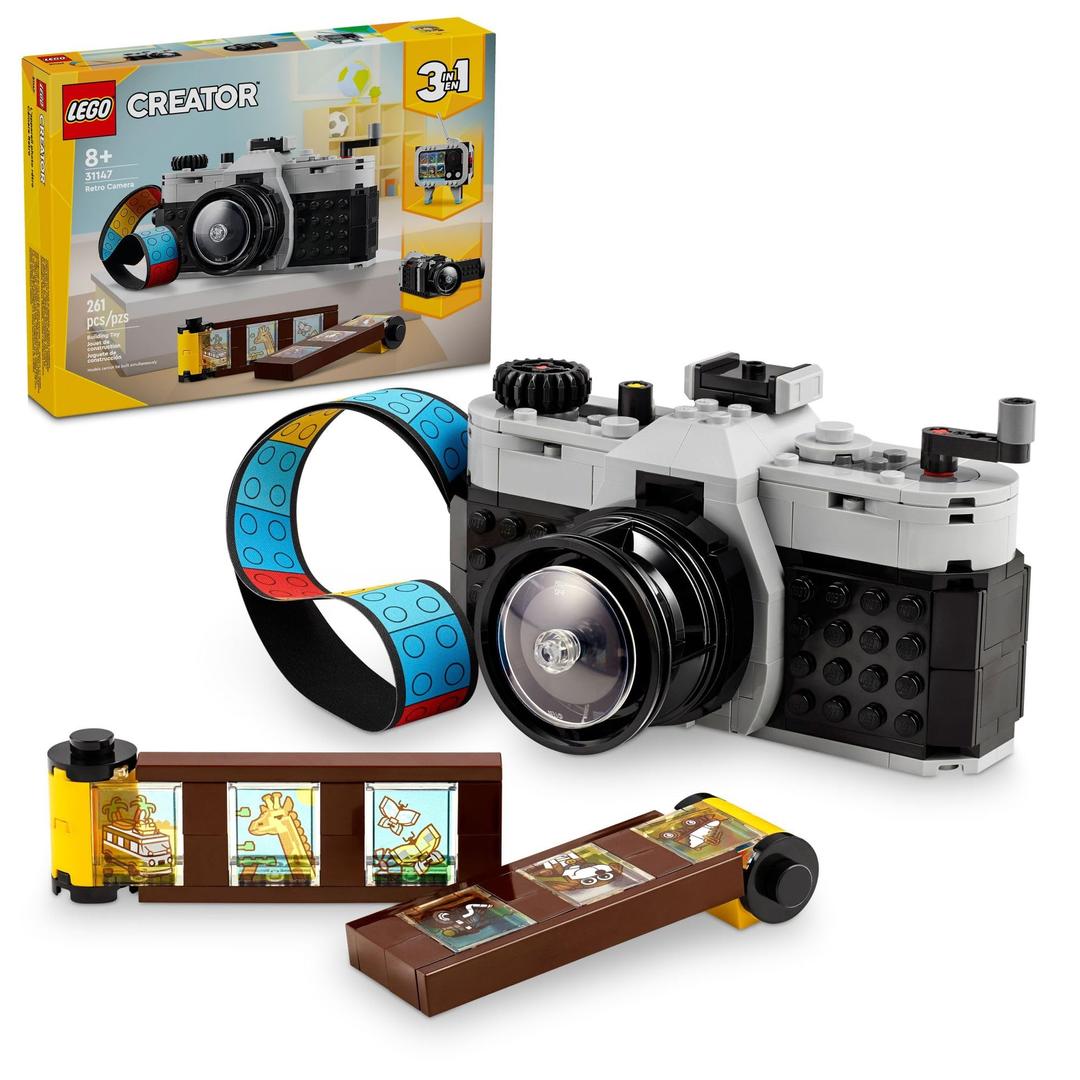 LEGOCreator 3 in 1 Retro Camera Toy, Transforms from Toy Camera to Retro Video Camera to Retro TV Set, Photography Gift for Boys and Girls Ages 8 Years Old and Up Who Enjoy Creative Play, 31147