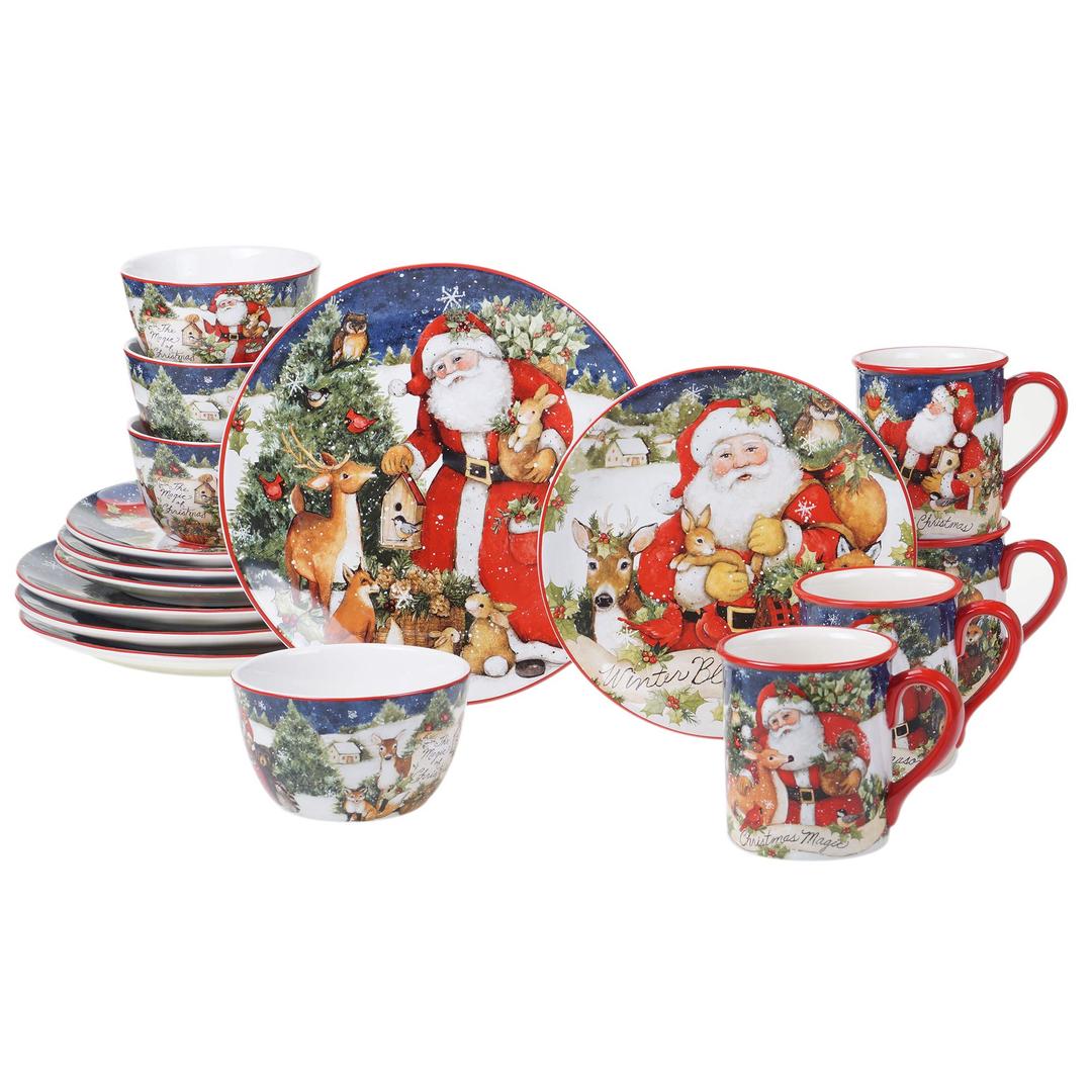 Certified International Magic of Christmas Santa 16pc Dinnerware Set, Service for 4, Multicolored