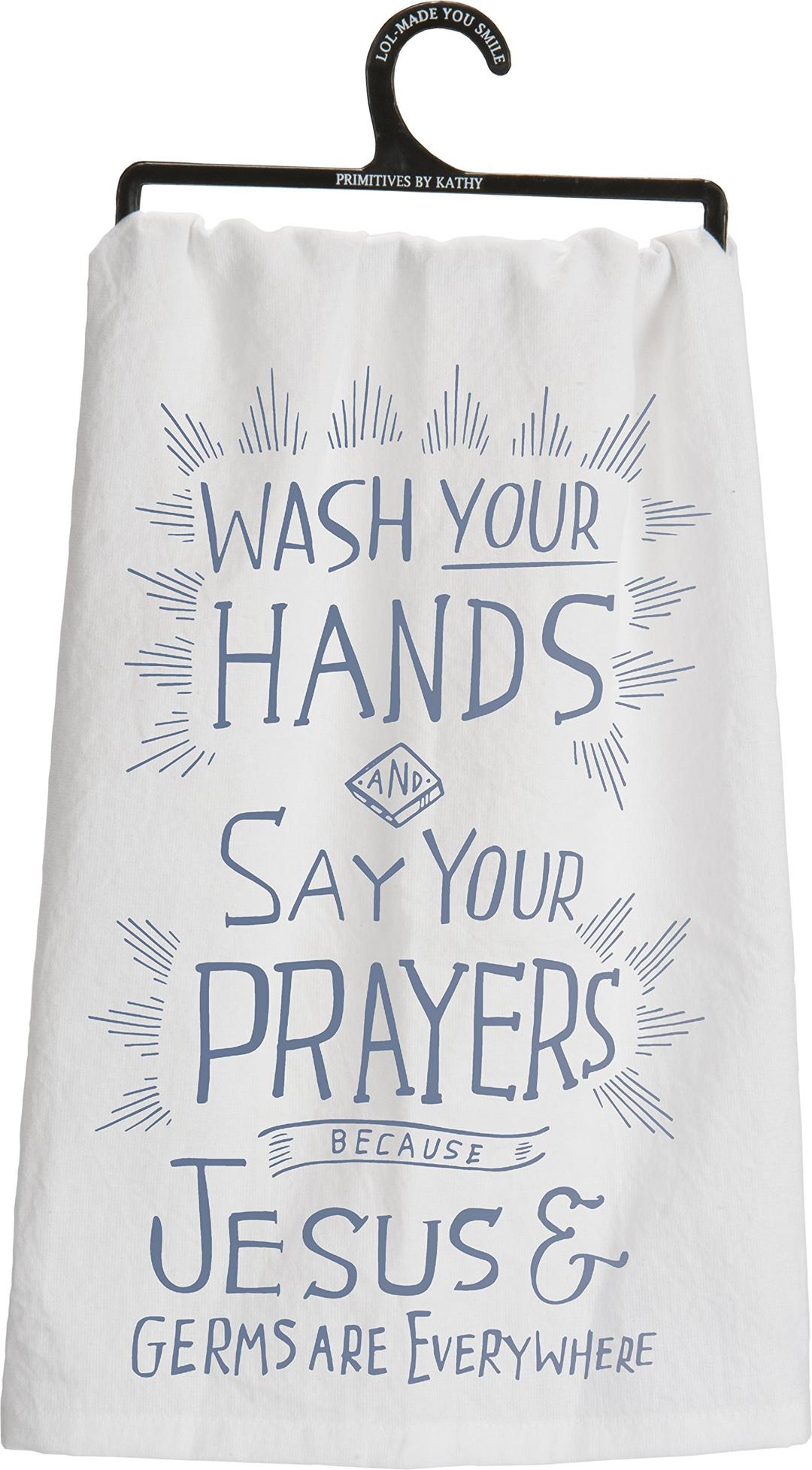 Primitives By Kathy – Novelty Tea and Dish Towel – Jesus and Germs are Everywhere