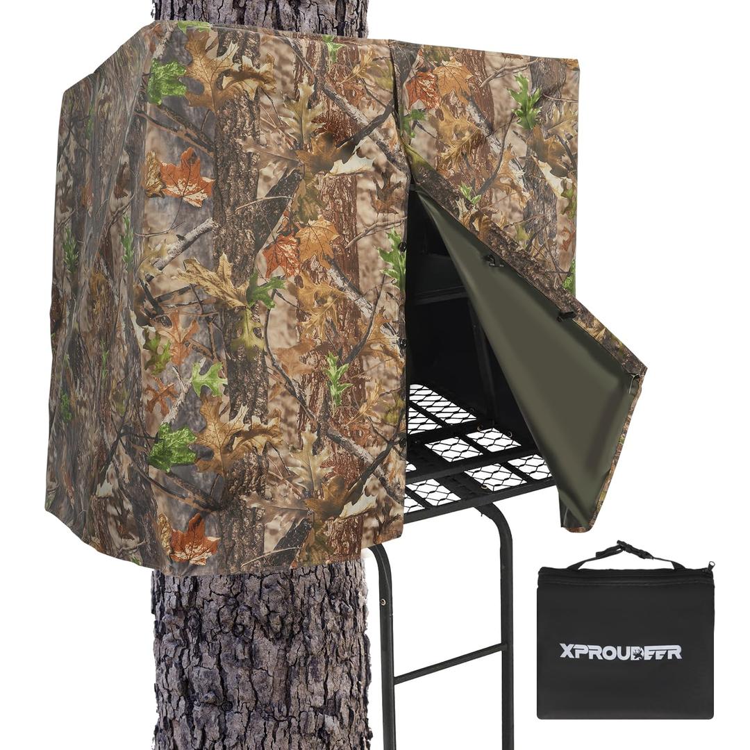 XProudeer Hunting Tree Stand Blind Cover,Treestand Camo Blind Kit,141.73"x35.43"Universal Tree Stand Accessories for Deer Hunting,Large Size with Silent Buttons