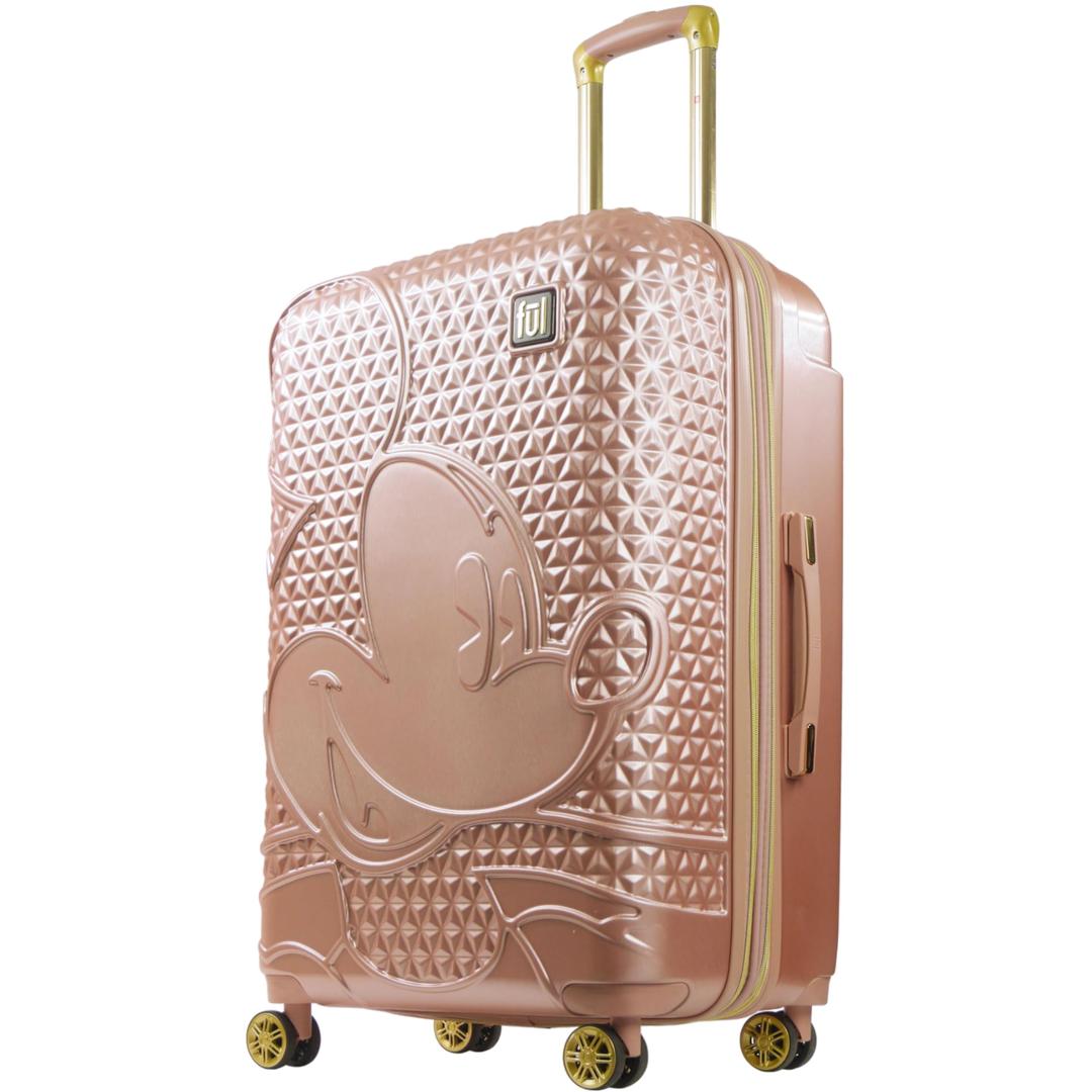 FUL Disney Mickey Mouse 29 Inch Rolling Luggage, Hardside Suitcase with Spinner Wheels, Rose Gold