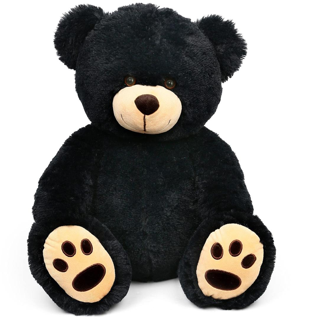 LotFancy Teddy Bear Stuffed Animals, 20 inch Soft Cuddly Plush Black Bear, Cute Toy with Footprints, Gift for Kids Baby Toddlers on Baby Shower, Birthday, Christmas, Valentine's Day