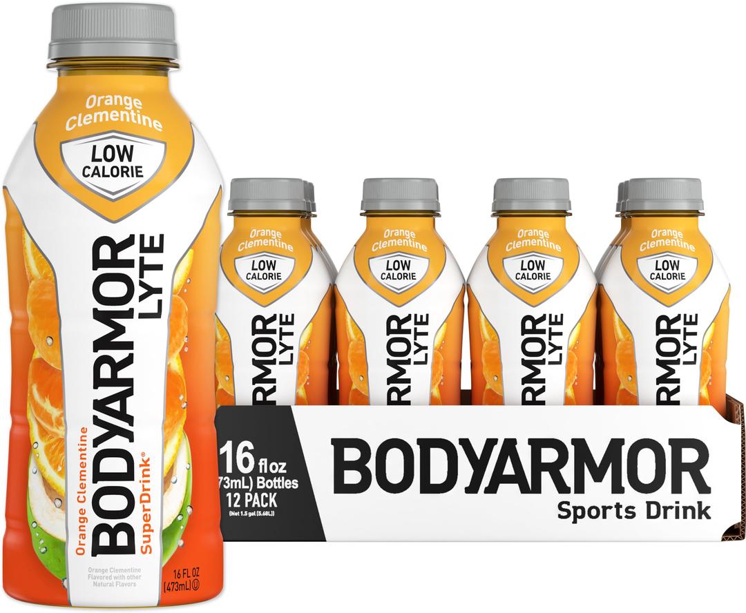 BODYARMORLYTE Sports Drink Low-Calorie Sports Beverage, Orange Clementine - Orange Citrus, Flavors With Vitamins, Potassium-Packed Electrolytes, Perfect For Athletes, 16 Fl Oz (Pack of 12)